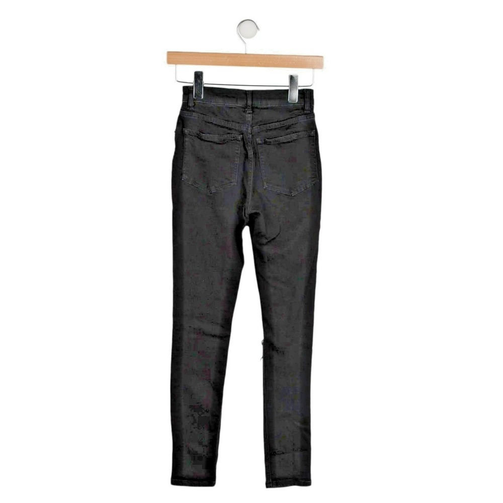 Reformation Jeans 24 Faded Black Destroyed High Rise Ankle Skinny Stretch - Picture 3 of 6